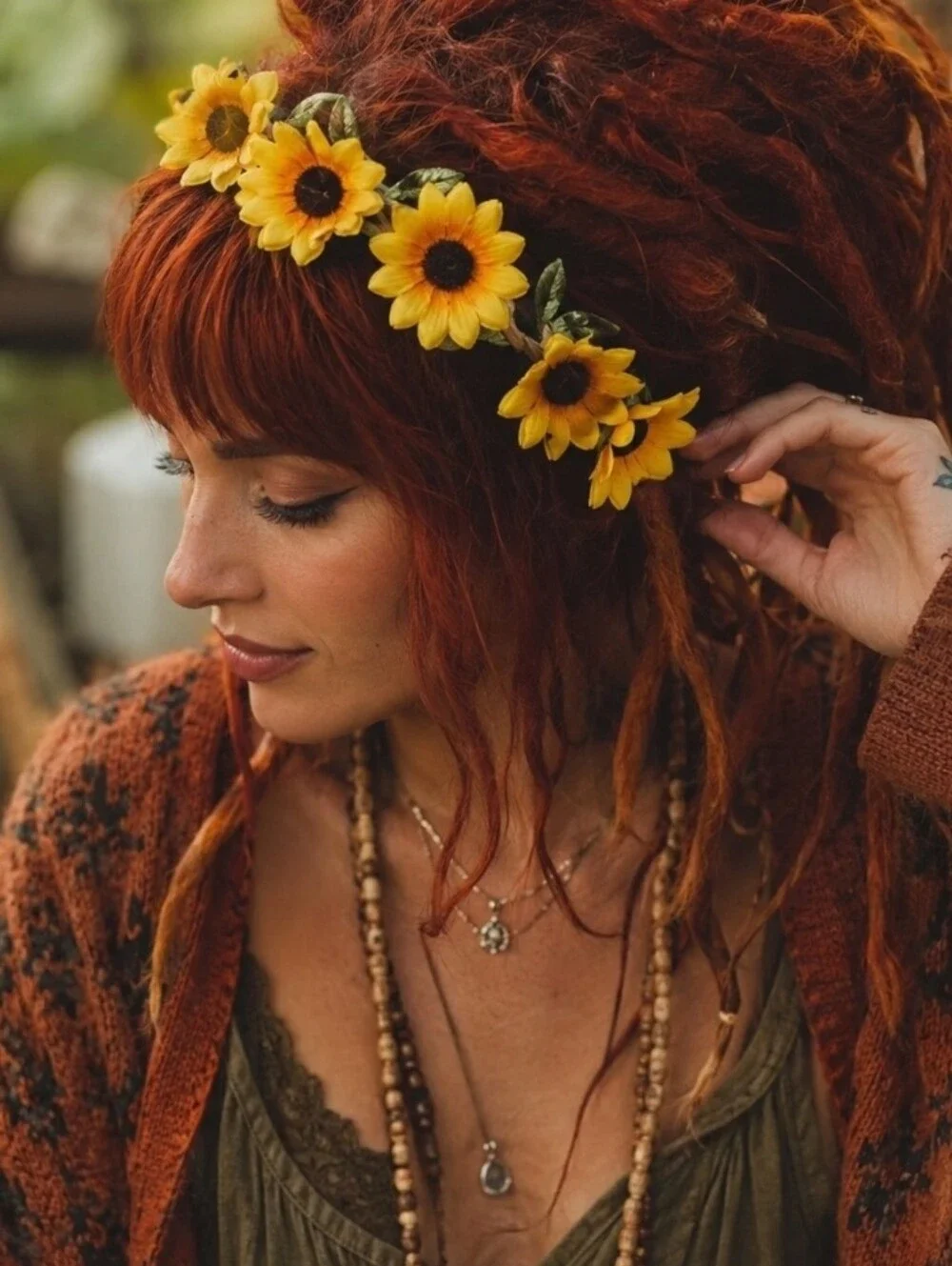 4/$15 Hair Boho Wedding Sunflower Headband for Women Handmade Hair Boho Wedding